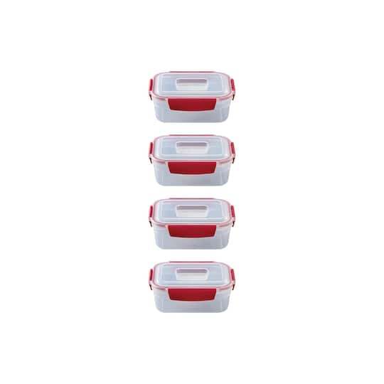 Joseph Joseph Nest Lock 8-piece Rectangular Food Storage Container Set Red
